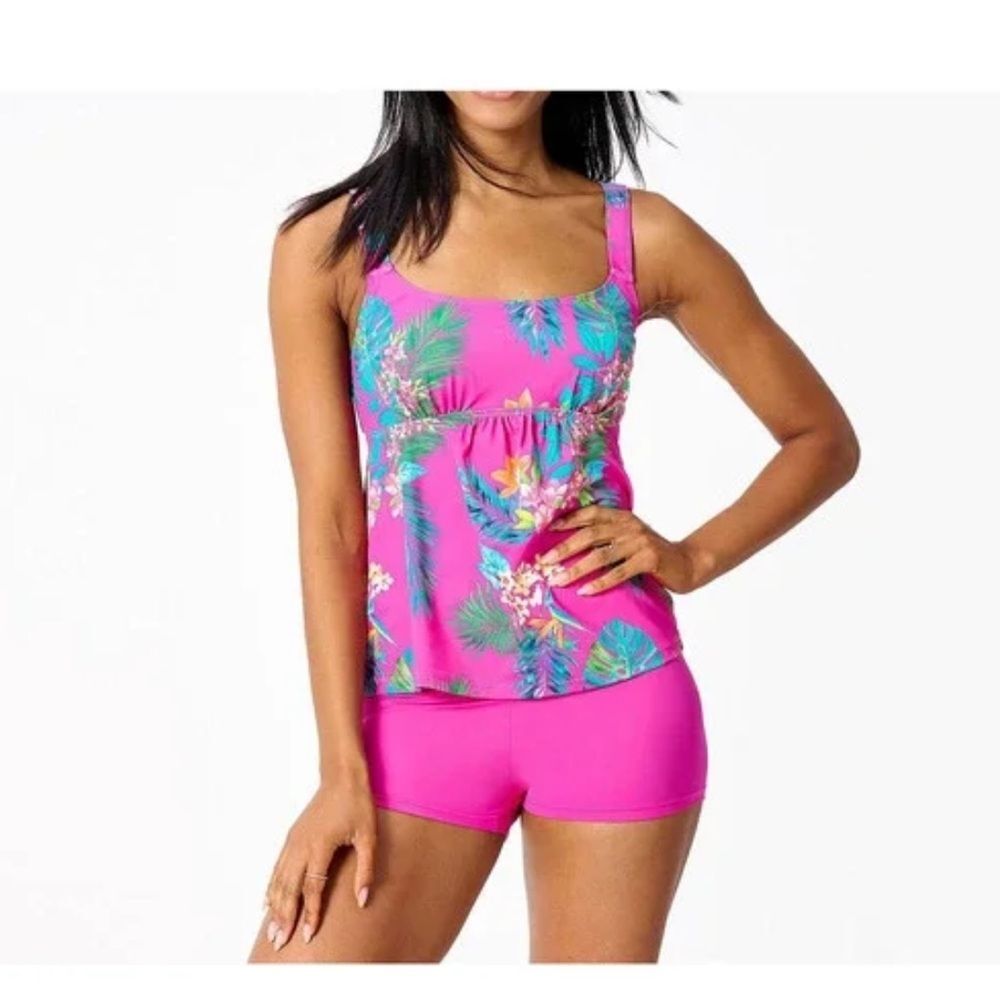 NEW Kim Gravel x Swimsuits For All Tankini Set & Bike Shorts RaspberryTropic 14